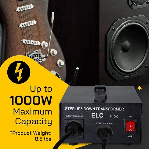 ELC T Series 2000 Watt Voltage Converter Transformer - Step Up/Down - 110v to 220v / 220v to 110v Power Converter - Circuit Breaker Protection, CE Certified [3-Years Warranty] in Saudi Arabia