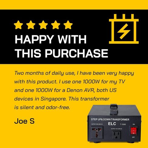 ELC T Series 2000 Watt Voltage Converter Transformer - Step Up/Down - 110v to 220v / 220v to 110v Power Converter - Circuit Breaker Protection, CE Certified [3-Years Warranty] in Saudi Arabia