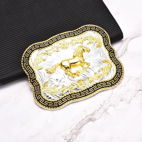 BBOTEN Western Horse Belt Buckle for Men Women, Cowboy Horse Running Belt Buckles Golden Scorpion Engraved Belt Buckle in Kuwait