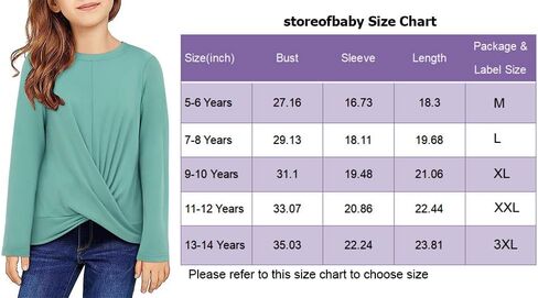 Storeofbaby قمصان طويلة الأكمام للفتيات، قمصان كاجوال بياقة دائرية، سترة فضفاضة بقصة عادية in Kuwait
