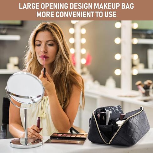 Oflamn Weekender Bags for Women Black Leather Overnight Duffle Bag with Shoe Compartment Large Capacity Make Up Bag Perfect for Travel in Kuwait