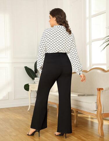 UUE تمتد سروال فستان حجم كبير للنساء 29 "/32"/34" سحب على Bootcut العمل السراويل مع جيوب بنطلون الأعمال سراويل تقليدية in Kuwait