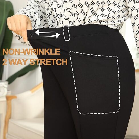 UUE تمتد سروال فستان حجم كبير للنساء 29 "/32"/34" سحب على Bootcut العمل السراويل مع جيوب بنطلون الأعمال سراويل تقليدية in Kuwait