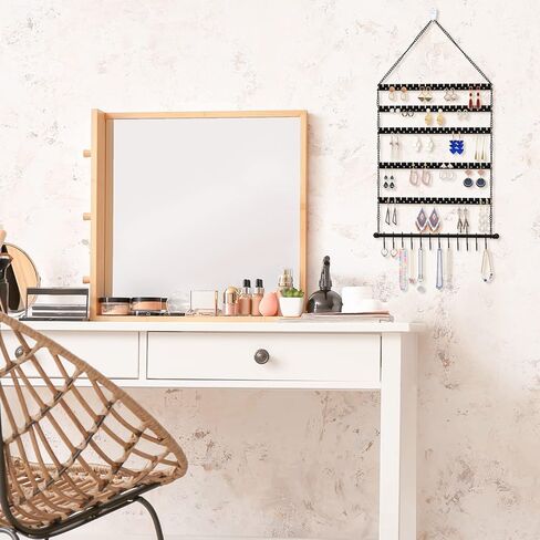 منظم مجوهرات فني معدني يثبت على الحائط، منظم مجوهرات معلق على الحائط، منظم حلق على الحائط، حامل للقلائد والاساور، 6 طبقات و12 خطاف، حامل مجوهرات للاقراط والقلائد والخواتم in Kuwait