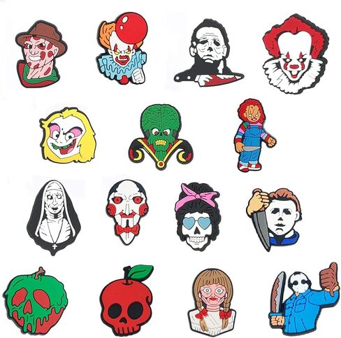 Gorvalin Horror Croc Shoes Charms Fit for Clog Shoes Decoration, Halloween Shoes Croc Charms Wristband Bracelet Birthday Gifts for Kids Adult Party Favor Gift in Kuwait