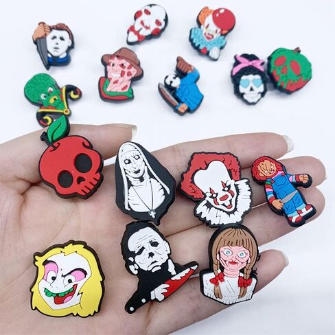 Gorvalin Horror Croc Shoes Charms Fit for Clog Shoes Decoration, Halloween Shoes Croc Charms Wristband Bracelet Birthday Gifts for Kids Adult Party Favor Gift in Kuwait