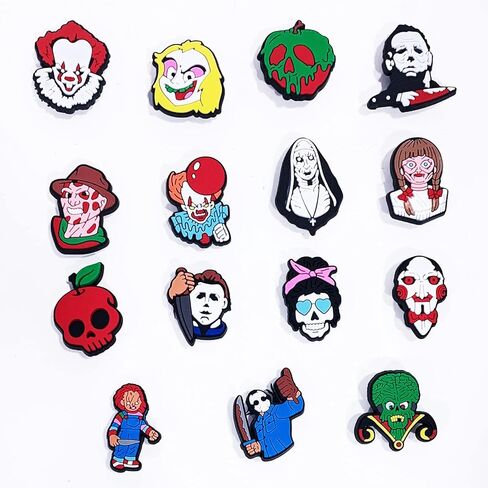Gorvalin Horror Croc Shoes Charms Fit for Clog Shoes Decoration, Halloween Shoes Croc Charms Wristband Bracelet Birthday Gifts for Kids Adult Party Favor Gift in Kuwait