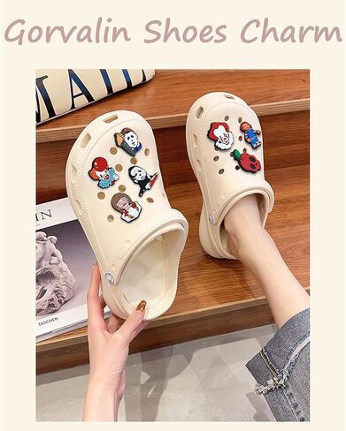 Gorvalin Horror Croc Shoes Charms Fit for Clog Shoes Decoration, Halloween Shoes Croc Charms Wristband Bracelet Birthday Gifts for Kids Adult Party Favor Gift in Kuwait