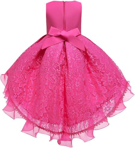 Flower Girls Vintage Overlay Lace Beaded Rhinestone Wedding Tulle Dresses Maxi High Low Gown Dance Tutus in Kuwait