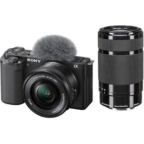Sony ZV-E10 Mirrorless Camera with 16-50mm Lens, Black with E 55-210mm f/4.5-6.3 OSS E-Mount Lens in Saudi Arabia