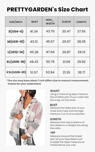 PRETTYGARDEN Women's 2022 Fall Clothes Plaid Shacket Jacket Long Sleeve Button Down Flannel Shirts Fashion Blouse in Saudi Arabia