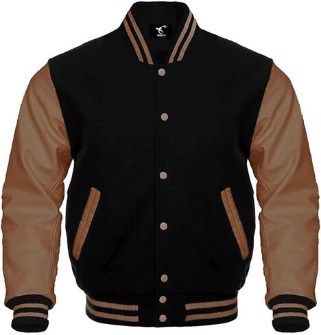 Men's Bomber Varsity Jacket Letterman Baseball Jacket Wool body and Cowhide Leather Sleeves XXS-5XL in Saudi Arabia