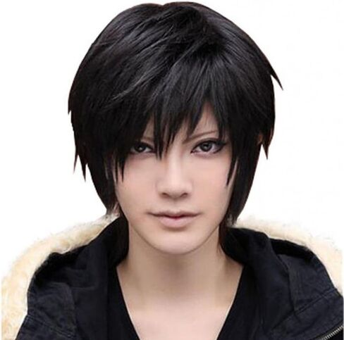 Men's Beautiful Male Black Short Straight Hair Wig/Wigs Cosplay Party in Saudi Arabia