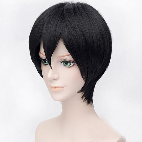 Men's Beautiful Male Black Short Straight Hair Wig/Wigs Cosplay Party in Saudi Arabia