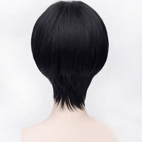 Men's Beautiful Male Black Short Straight Hair Wig/Wigs Cosplay Party in Saudi Arabia