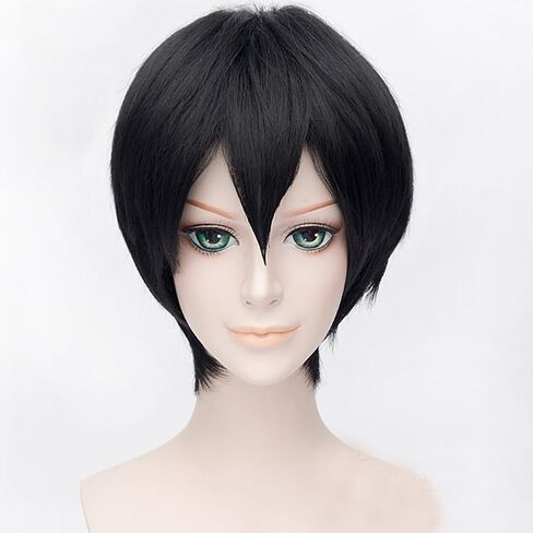 Men's Beautiful Male Black Short Straight Hair Wig/Wigs Cosplay Party in Saudi Arabia