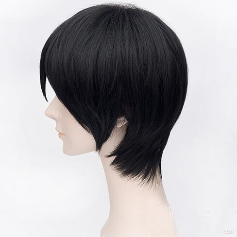 Men's Beautiful Male Black Short Straight Hair Wig/Wigs Cosplay Party in Saudi Arabia