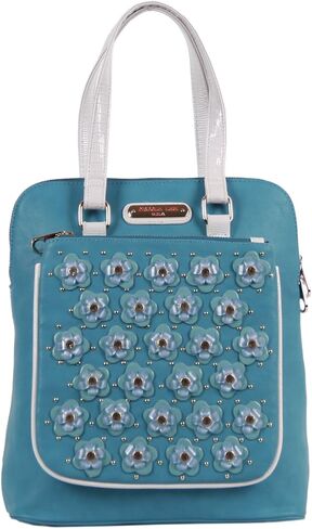 Nicole Lee Makenzie Floral Encrusted Beads Backpack Purse, Blue, One Size in Kuwait
