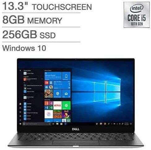 Dell XPS 13 7390 13.3 FHD InfinityEdge Laptop, Intel Core i7-10510U, 8GB RAM, 256GB SSD, Backlit Keyboard, WiFi 6, Webcam, Windows 10, Silver (Renewed) in Saudi Arabia