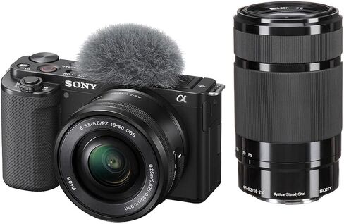 Sony ZV-E10 Mirrorless Camera with 16-50mm Lens, Black with E 55-210mm f/4.5-6.3 OSS E-Mount Lens in Saudi Arabia