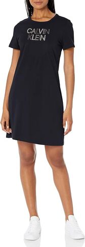 Calvin Klein Women's Relax Short Sleeve Midi Logo T-Shirt Dress in Saudi Arabia