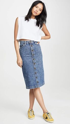 Lee Vintage Modern Women's High Rise Midi Skirt, Leesure Blue, 25 in Saudi Arabia