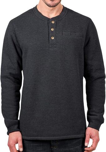 Lee Men's Sherpa Lined Thermal Henley in Black Iris Heather, Size X-Large in Saudi Arabia