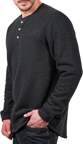 Lee Men's Sherpa Lined Thermal Henley in Black Iris Heather, Size X-Large in Saudi Arabia