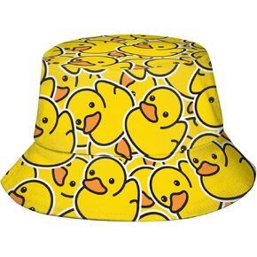 Cute Duck Print Bucket Hat Summer Travel Cute Duck Print Reversible Bucket Hat for Women and Men
