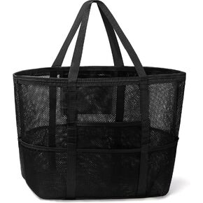 Gocvo Mesh Beach Bag, Large Beach Bag Swimming Bag Foldable Mesh Tote for Your Family Beach Trip