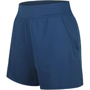 JINXUEER Women's Plus Size Solid Board Shorts Bikini Tankini Swimsuit Bottom Mid Waisted Swimwear with Briefs and Pocket in Kuwait