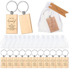 Fuutreo 30 Sets Employee Appreciation Gifts Coworker Thanksgiving Gift 30 Wooden Keychain 30 Thank You Tag 30 White Organza Bag for Christmas Volunteer Social Worker Gift DIY Craft in Kuwait