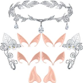 5 أزواج من أقراط قزم الجنية بيكسي تاج من حجر الراين، أقراط زفاف قزم في عيد القديسين، مجموعة من الأذنين للحفلات التنكرية in Kuwait