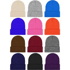 Cooraby 12 Pack Kid's Winter Beanies Knit Warm Cold Weather Beanies Hats, Assorted Colors in Saudi Arabia