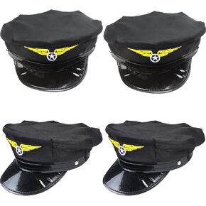 Aichiyu Captain Pilot Hat Airline Pilot Captain Aviator Airplane Navy Costume Hats Cap for Men Women, Pack of 4