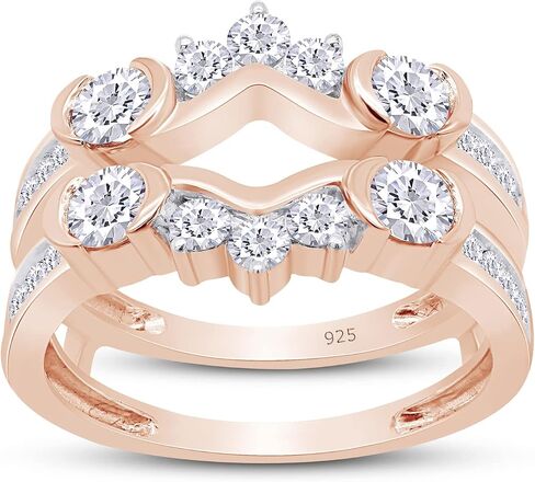 Enhancer Guard Ring for Women 1 CT Round Lab Created Moissanite or Lab Grown Diamond Wedding Band Stacking Ring in 10k / 14K Solid White Gold or 14K Gold Plated Sterling Silver Jewelry for Her in Kuwait