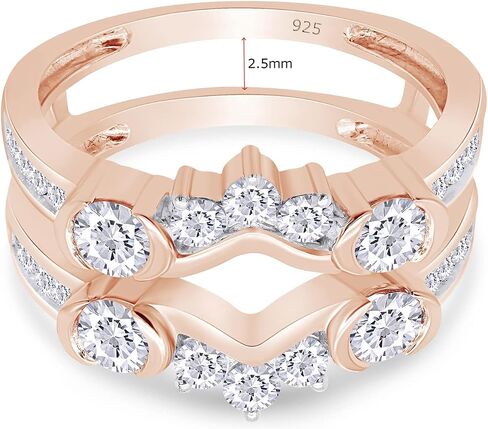 Enhancer Guard Ring for Women 1 CT Round Lab Created Moissanite or Lab Grown Diamond Wedding Band Stacking Ring in 10k / 14K Solid White Gold or 14K Gold Plated Sterling Silver Jewelry for Her in Kuwait