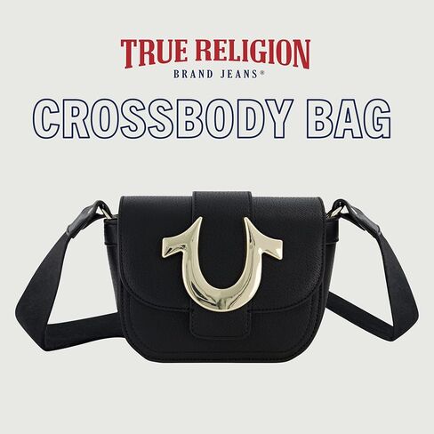 حقيبة كروس نسائية من True Religion، حقيبة كتف صغيرة قابلة للتعديل مع شعار حدوة الحصان in Kuwait