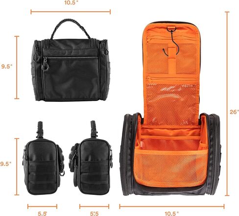 Fitdom Tactical Hanging Toiletry Bag Dopp Kit For Men & Women. Perfect For Travel & Storage for Cosmetic, Clipper, Toothbrush, Shower, Shaving & Grooming Care. Best Overnight Toiletries Organizer Case in Saudi Arabia