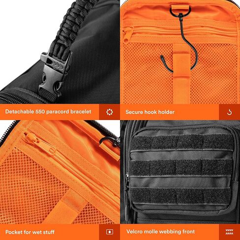 Fitdom Tactical Hanging Toiletry Bag Dopp Kit For Men & Women. Perfect For Travel & Storage for Cosmetic, Clipper, Toothbrush, Shower, Shaving & Grooming Care. Best Overnight Toiletries Organizer Case in Saudi Arabia
