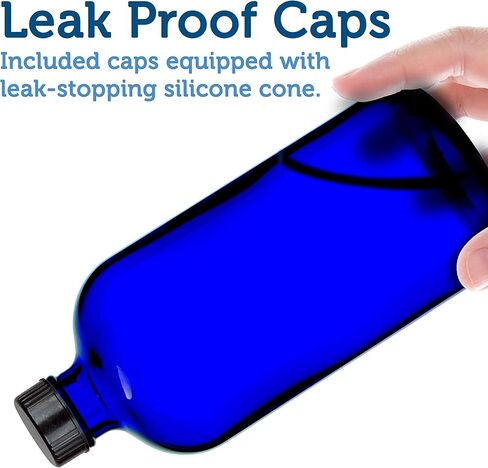 زجاجة بخاخ زجاجية زرقاء فارغة - حاوية كبيرة قابلة لاعادة الملء بسعة 16 اونصة للزيوت العطرية ومنتجات التنظيف او الروائح العلاجية - بخاخ زناد اسود مع اعدادات الرذاذ والتدفق - عبوتان in Kuwait