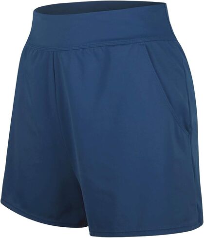 JINXUEER Women's Plus Size Solid Board Shorts Bikini Tankini Swimsuit Bottom Mid Waisted Swimwear with Briefs and Pocket in Kuwait