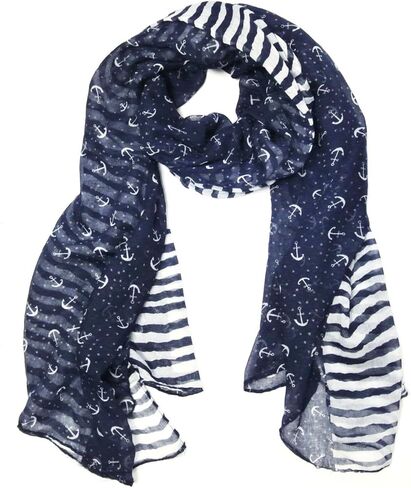 allydrew Stripes & Anchor Marine Scarf Nautical Scarf Lightweight Scarf (72" x 42") in Saudi Arabia