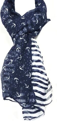 allydrew Stripes & Anchor Marine Scarf Nautical Scarf Lightweight Scarf (72" x 42") in Saudi Arabia