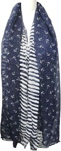 allydrew Stripes & Anchor Marine Scarf Nautical Scarf Lightweight Scarf (72" x 42") in Saudi Arabia