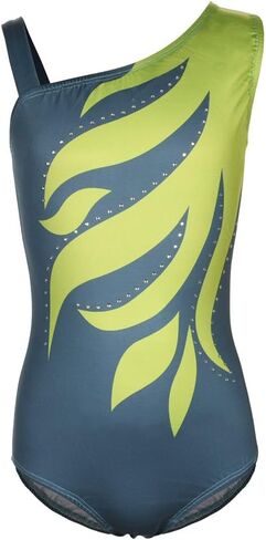 Girls Flame One Cold Shoulder Athletic Dance Gymnastic Leotards Bodysuit Outfit in Kuwait
