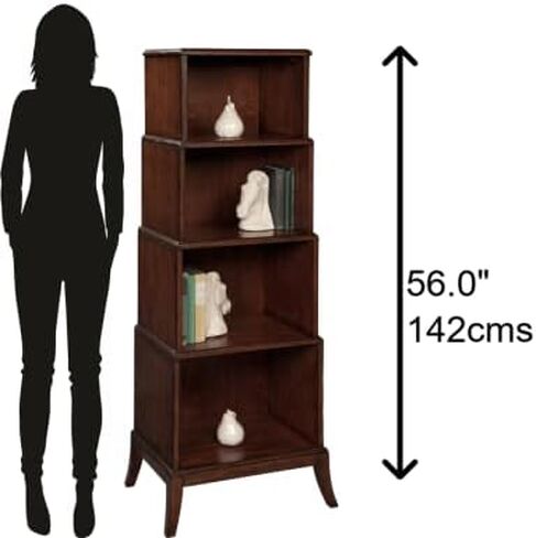 Hekman Furniture خزانة كتب ذات طبقات باللون الأسود - تشطيب احتياطي خاص، مواد صلبة وقشرة متينة مختارة، رف كتب من 4 طبقات، أثاث ديكور منزلي عتيق للمكتب in Kuwait