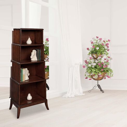 Hekman Furniture خزانة كتب ذات طبقات باللون الأسود - تشطيب احتياطي خاص، مواد صلبة وقشرة متينة مختارة، رف كتب من 4 طبقات، أثاث ديكور منزلي عتيق للمكتب in Kuwait