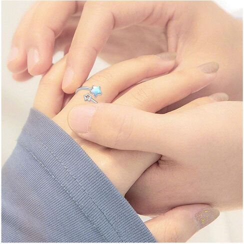 Double Star ring Moonstone Star Ring Crystal Ring Opal Star Ring 925 Sterling Silver Open Ring Adjustable Ring Jewelry Gift for Woman Girl in Saudi Arabia