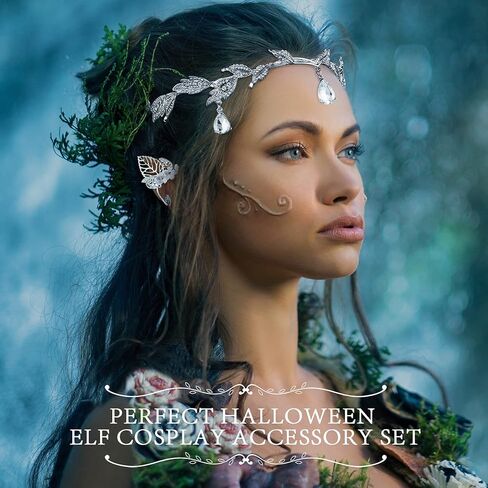 5 أزواج من أقراط قزم الجنية بيكسي تاج من حجر الراين، أقراط زفاف قزم في عيد القديسين، مجموعة من الأذنين للحفلات التنكرية in Kuwait